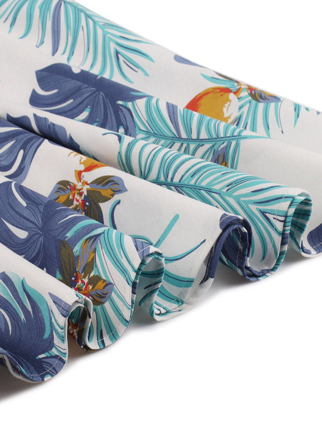 Elegant Vintage Retro Classic Printed Flared Soft Slim Fit Dress Detail View