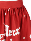 Red White Christmas Printed Full Circle Flare Rockabilly Casual Mini Skirt for Women Detail View