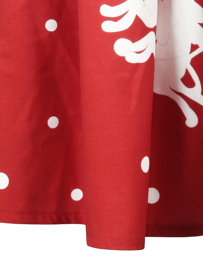 Red A-line Polka Dot Cute Fit Flare Wear to Work Mini Skirt for Women Detail View