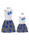 Jacquard Sleeveless A-Line Butterfly Striped Party Casual Dress with Zipper for Adult and Child