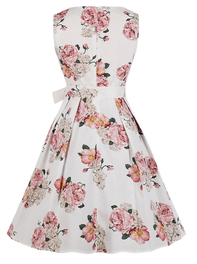 Vintage Round Neck Sleeveless Knee Length Tank Dress Back View