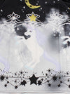 Vintage Holiday Stars Pattern Printed Square Neck Swing Tea Dress for Women Detail View