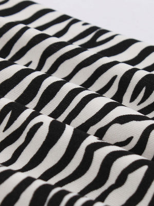 Classic Zebra Print Vintage Empire Waist Wrap Junior Fall Winter Dress Detail View