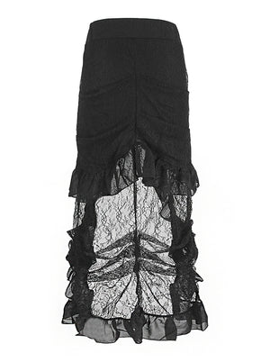 High Waist Victorian Steampunk Gothic Hi Low Skirt