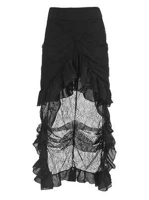 High Waist Victorian Steampunk Gothic Hi Low Skirt