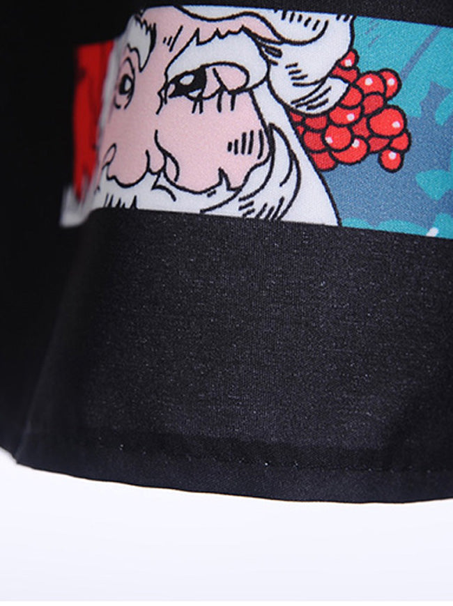 Colorful Fashion Comfy Santa Claus Fancy Skater Holiday Party Midi Dress For Women Detail View