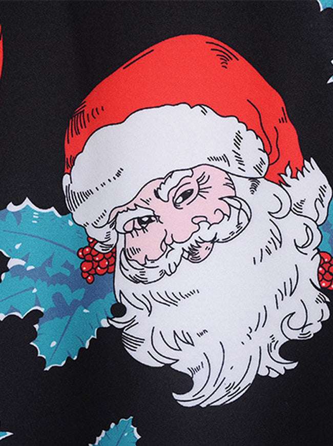 Adult Xmas Santa Claus Empire Waist A-Line Swing Halloween Cocktail Party Dress Black Red Detail View