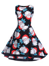 Sleeveless Vintage Fit and Flare Christmas Party Tea Dress Main View