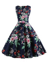Sleeveless Vintage Style Floral Cocktail Casual Swing Dress Main View