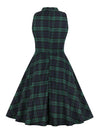 Vintage Retro Plaid Sleeveless Swing Dress with Pocket