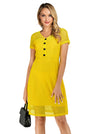 Elegant Yellow Women Formal Evening Wear Solid Color Hollow Out Dress Detail View