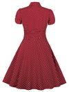 1950s Vintage White Polka Dots Vintage Short Sleeve Dress Back View