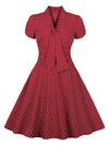 Chic Vintage Polka Dot Rockabilly Tea Swing Dress with Pockets