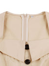 Classic Turn-Down Collar  A-Line Beige Knee Length Dress Detail View